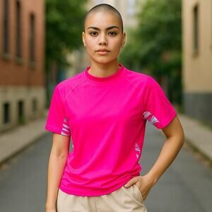 UV SKINZ UPF 50+ Sunwear Swimwear Hot Neon Pink & Gray Top ~ Women's Size LARGE